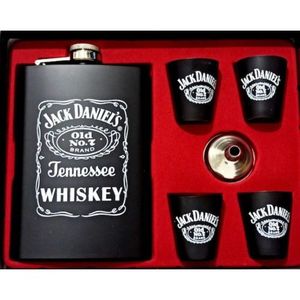 266ml di fiaschetta in acciaio Set regalo di liquore whisky alcol fiaschetta Cognac con 4 bicchierini