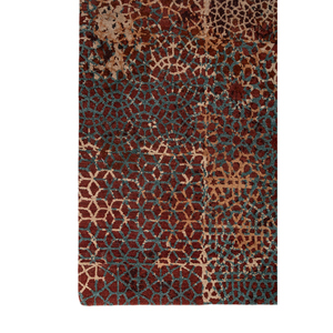 Tapis classique Tattvam en laine et soie bleus, noués à la main, Ebsk-9012-Rectangulaire 9x12, motif abstrait patchwork pour chambre et couloir - Product Image 4