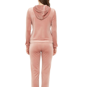 Chándal de terciopelo en blanco personalizado de fabricante OEM para mujer, chándal de terciopelo informal y para exteriores de tendencia superior para mujer - Product Image 3