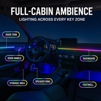 Kit d'éclairage d'ambiance RGB pour voiture, bande LED acrylique 64 couleurs, contrôle par application, synchronisation musicale, décoration intérieure, vente en gros