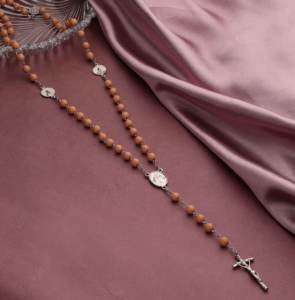 <b>Rosaries</b> Religious Catholic Sharosky San Judas Tadeo <b>Necklace</b> Guadalupe Virgin Wedding <b>Rosary</b> Cross Silver Chain Beaded <b>Necklace</b> - Product Image 1