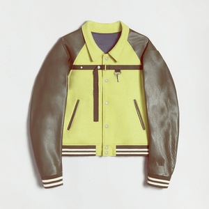 Veste de baseball en cuir streetwear en gros, veste varsity personnalisée pour hommes, veste décontractée à fermeture éclair, veste de travail tissée - Product Image 3