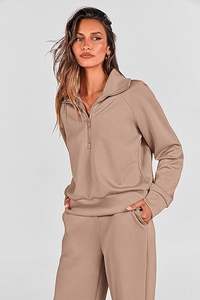 Ensemble de survêtement deux pièces pour femmes personnalisé, pantalon évasé, ensemble de survêtement pour femmes, veste à manches longues avec pantalon à revers, ensemble deux pièces - Product Image 5