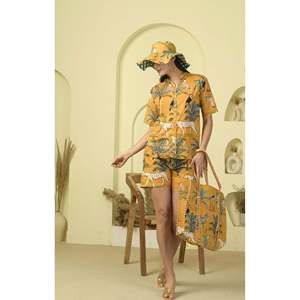 ชุดเซ็ตเสื้อถักสีมัสตาร์ดทรงหลวมสำหรับผู้หญิง Jungle Joy ไซส์ XXS คุณภาพสูง ปักลายสวยงาม ชุดสองชิ้นสำหรับฤดูหนาว - Product Image 4