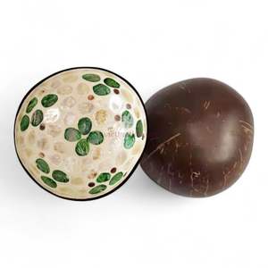 Tazón de Cáscara de Coco con Incrustaciones de Nácar Hecho a Mano para Servir Comida en la Mesa y Decoración Natural del Hogar de Vietnam - Product Image 1