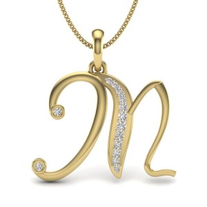 Pendentif Ishi Diamonds en or 14k M Initial Lab Grown Diamond Charm personnalisable de luxe - Product Image 1