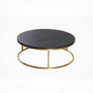 Modern Round Wooden Coffee <b>Table</b> with Metal <b>Leg</b> Set for Home Living Room Furniture - Product Image 1