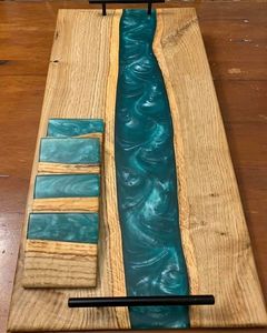 New Arrival 2024 Best Quality Wood With <b>Epoxy</b> Food Platter Trays Service Equipment Food Safe Tray Made of Wood at Best <b>Price</b> - Product Image 4