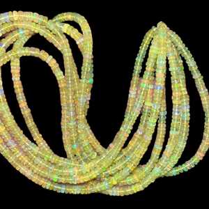Cuentas de Rondelle lisas de ópalo etíope amarillo, hebra de piedras preciosas naturales de 3-5mm para joyería, cuentas sueltas DIY, suministro a granel al por mayor - Product Image 3