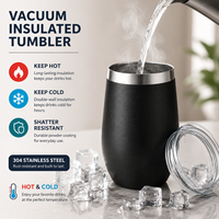 Gobelet à vin isotherme en acier inoxydable de 12 oz avec logo personnalisé, revêtement en poudre, forme d'œuf, tasse thermique, mug à café avec couvercle