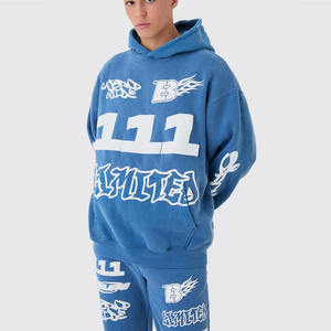 Vente en gros de sweats à capuche graphiques personnalisés basiques en polaire lourde Sweats à capuche et sweat-shirt surdimensionnés en coton à épaules tombantes pour hommes avec poche - Product Image 1