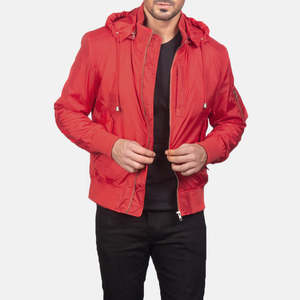 Chaqueta Bomber Reversible Hanklin MA-1 con Capucha Roja, Impermeable, Estilo Vintage, Casual, para Otoño y Primavera, Cierre de Cremallera, Talla XS - Product Image 1
