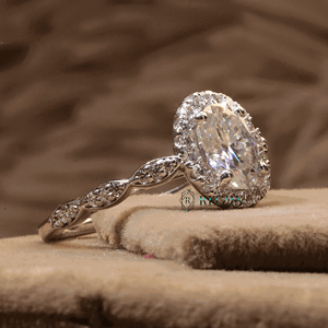 วงแหวนรูปไข่และทรงกลมสำหรับผู้หญิงแหวนหมั้นพร้อมเน้นเสียง - Product Image 3