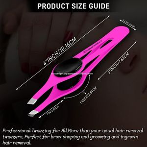 Pinzas para desplumar cejas de acero inoxidable personalizadas al por mayor, pinzas para cejas negras con vello facial de punta plana y Punta inclinada - Product Image 5
