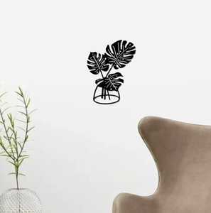 งานศิลปะติดผนังโลหะรูปใบไม้สีดำแบบกำหนดเองตามความต้องการสูง ขายดีที่สุดของผู้ค้าส่งออนไลน์บน Amazon งานศิลปะติดผนังแบบมีกาวในตัว ดีไซน์เรียบหรูสไตล์อาร์ตเดโค ทำจากเหล็ก - Product Image 3