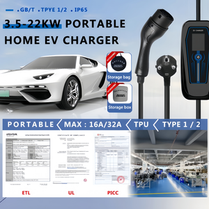 Station de recharge portable pour véhicules électriques de niveau 2, 9,6 kW, 40 A, CA, chargeur rapide pour voiture à domicile, type 1, 110 V, 220 V, 240 V, étanche IP65, câble de 5 m - Product Image 2