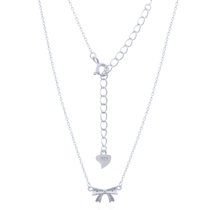 925 Silver Cable Chain <b>Necklace</b> with Bow Tie <b>Charm</b> Trendy Link Chain Jewelry <b>for</b> Party Gifts Made in Thailand Wholesale - Product Image 2