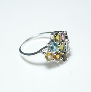 Anillo de racimo de plata con piedras preciosas de turmalina Natural para mujer Estilo religioso de pureza 92,5 - Product Image 2