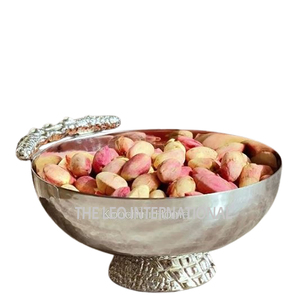 Bol décoratif de couleur argentée de conception de forme ovale en métal d'aluminium bol de fruits de nourriture de portion de haute qualité - Product Image 4