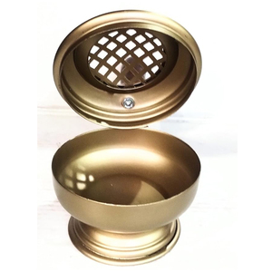 Quemador de incienso de hierro metálico con mango de madera, soporte de incienso con acabado dorado, quemador de aceite esencial con fragancia de aire para relajación de meditación - Product Image 6