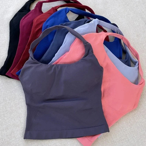 Brassières de yoga pour femmes sans couture à dos ouvert, hauts de sport sculptés à bretelles, hauts de sport rembourrés, veste de fitness, chemises d'entraînement à séchage rapide - Product Image 3