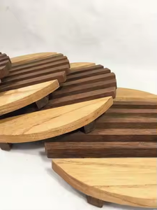 La mejor calidad posavasos redondo marrón café desayuno plato posavasos de madera posavasos de nogal por Crescent Crafts - Product Image 5