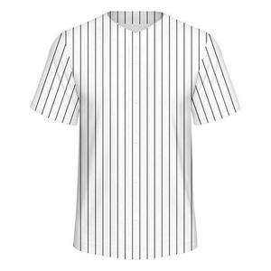 Vêtements de baseball et de softball en gros, polyester tendance, design rayé personnalisé par sublimation, maillot de baseball, col en V, vêtements de sport pour adultes - Product Image 1