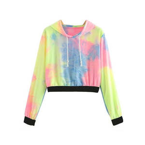 เสื้อฮู้ดครอปท็อปผู้หญิงลายมัดย้อม ผ้าหนาสำหรับฤดูหนาว ดีไซน์ใหม่สั่งทำได้ ไซส์พลัส แฟชั่น ไม่เป็นขุย ระบายอากาศได้ดี - Product Image 1