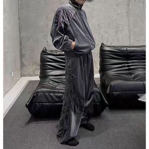 Ensemble de survêtement pour homme en molleton vintage à fermeture éclair, pantalon large, pantalon long, ensemble deux pièces d'hiver, sweat-shirt, survêtement, 100% coton, séchage rapide - Product Image 2