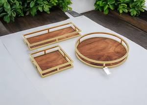 Ensemble élégant de 3 plateaux en métal avec poignées élégantes, parfait pour l'organisation du service et la décoration intérieure Solution d'affichage polyvalente - Product Image 5