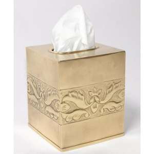 Elegant brass napkin holder with <b>floral</b> engraving adding beauty and charm to home and restaurant table settings - Product Image 1