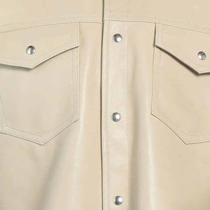 OEM haute qualité hommes chemises en cuir respirant personnalisé manches longues col rabattu décontracté écologique hiver - Product Image 3