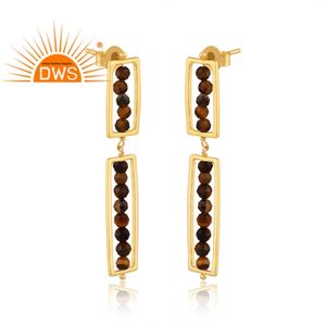 ต่างหูแบบห้อยอัญมณีรูปเสือสีเหลืองลูกปัดเงินแท้เครื่องประดับสำหรับผู้หญิงของขวัญสำหรับผู้หญิง - Product Image 3