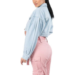 Chaqueta Vaquera Elástica con Botones para Mujer, Fabricantes OEM, Alta Calidad, Estilo Casual Desgastado, Chaqueta Corta de Mezclilla para Mujer 2026 - Product Image 6