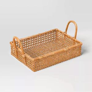 Elegante bandeja de caña de ratán natural tejida a mano con asa para comedor, café y exhibición de postres de fiesta hecha a mano en Vietnam - Product Image 2