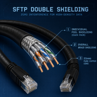 Kabel Ethernet Cat8 SFTP Kecepatan Tinggi 40Gbps 2000MHz 23AWG 24AWG 26AWG Tembaga Murni Tanpa Isolasi Berpelindung RJ45 Kabel Patch Jaringan Kustom