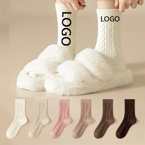 Wholesale High Quality Cotton <b>Socks</b> <b>Winter</b> Thicken Warm Jacquard Knitted Solid <b>Socks</b> for Ladies - Product Image 4