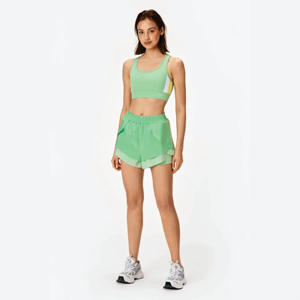 กางเกงขาสั้นเอวสูงสำหรับผู้หญิงกางเกงขาสั้นผ้าโพลีเอสเตอร์รีไซเคิล100% มีกระเป๋าโลโก้แบบเซ็กซี่ระบายอากาศได้ดีแห้งเร็ว - Product Image 5