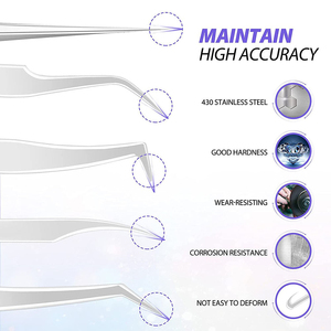 Pinces à cils professionnelles pour volume, applicateur classique pour cils, acier inoxydable, anti-magnétique, poignée confortable, pointe lisse - Product Image 4