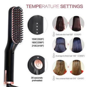 Brosse chauffante électrique professionnelle pour lisser la barbe et les cheveux, pour hommes, usage domestique ou en salon, avec fonction de coiffage, en plastique - Product Image 2
