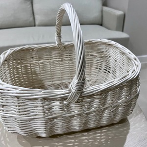 Cesta de Mimbre Blanca Hecha a Mano con Asa, Cestas de Almacenamiento Hechas a Mano, Ratán Natural, Modernas, Multifuncionales, Hechas en Vietnam - Product Image 4