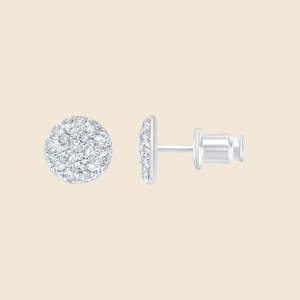 Boucles d'oreilles clous en diamants de laboratoire ronds subtillement taillés, 0,57 carat F-VS, en or massif 14 carats, pour fiançailles et soirées - Product Image 2