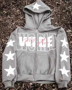 Personalizado de alta calidad fabricante Sun Faded Heavyweight 400gsm Vintage Acid Wash Zipper Boxy Fit Zip up Rhinestone Sudadera con capucha para hombres - Product Image 5