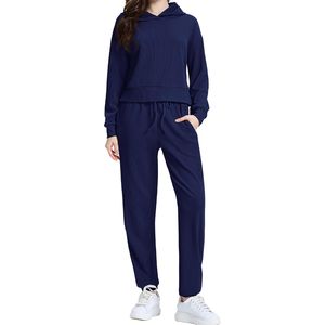 Nuevo conjunto de chándal de lana de algodón para mujer a la moda con logotipo personalizado, ropa de entrenamiento ajustada, chándal para mujer, añade tu propio logotipo - Product Image 5