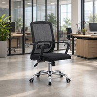 Chaise de bureau ergonomique en maille pivotante avec réglage pneumatique de la hauteur et base chromée pour espace de travail