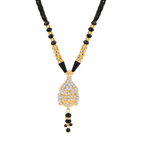 Kriaa White Austrian Gold Plated Mangalsutra 1500659 Fashionable Toe Ring