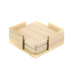 Sous-verre en bois sous-verre en bois fait à la main rustique avec support carré fournisseur de gros - Product Image 2