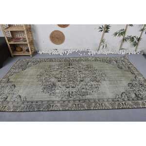 Alfombra de retazos de lana Vintage de 4,9x8,6 pies, verde, Beige, área grande, sala de estar alfombra para, tamaño 9x12, respaldo de látex para decoraciones del hogar - Product Image 3