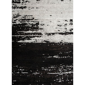 Tapis noué à la main en laine, bambou et soie, gris- noir abstrait, 9x12, rectangulaire, pour salon et couloir - LRB-13004 - Product Image 2
