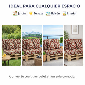 Juego de 4 Cojines Duraderos de Tela para Pallets de Exterior, 120x80 + 120x50 cm, para Sofá de Jardín, 12 cm de Grosor, con Funda Extraíble - Product Image 6